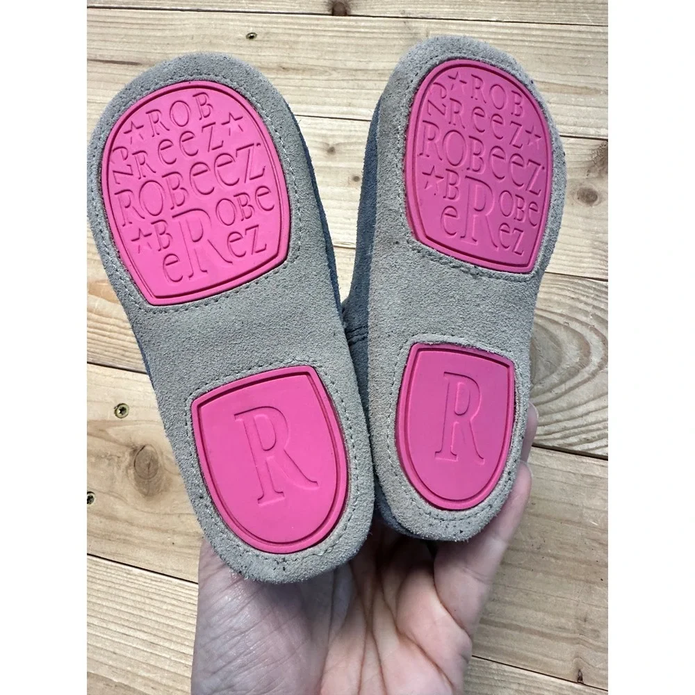 Robeez Grey Suede Faux Fur Lined Toddler Boots Size US 6 18-24 Months